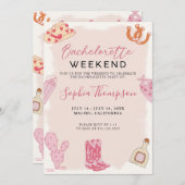 Pink Cowgirl Bachelorette Wochenende Einladung (Vorne/Hinten)