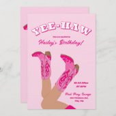 Pink Cowgirl Birthday Einladung (Vorne/Hinten)