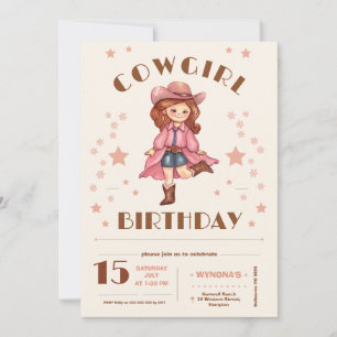 Pink Cowgirl Birthday Einladung