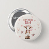 Pink Cowgirl Birthday | Farm Theme 1st Button (Vorne & Hinten)