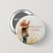 Pink Cowgirl Birthday | Farm Theme 1st Button (Vorne & Hinten)