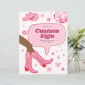 Pink Cowgirl Birthday Party Custom Sign (Stehend Vorderseite)