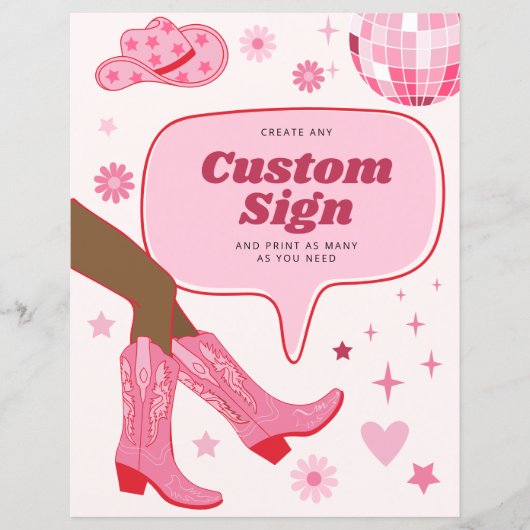Pink Cowgirl Birthday Party Custom Sign (Vorderseite)