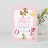 Pink Cowgirl Birthday Party Einladung (Stehend Vorderseite)
