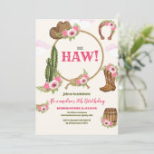 Pink Cowgirl Birthday Party Einladung (Stehend Vorderseite)
