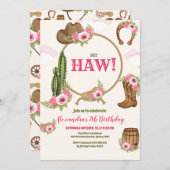 Pink Cowgirl Birthday Party Einladung (Vorne/Hinten)