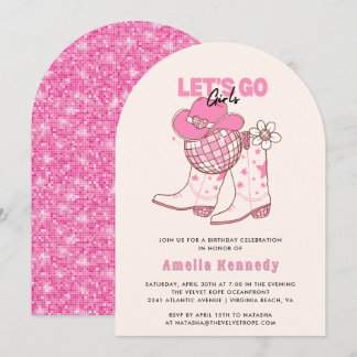 Pink Cowgirl Birthday Party Lasse Go Girls Retro Einladung
