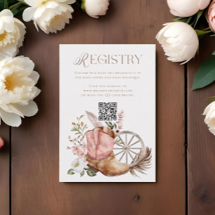 Pink Cowgirl Boot QR Code Registry Baby Shooter Begleitkarte