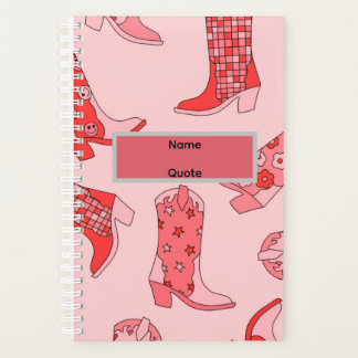 Pink Cowgirl Boot Spiral Bound  Planer
