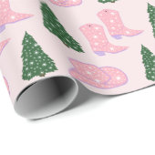 Pink Cowgirl Boots Hat Weihnachtsbaum Geschenkpapier (Rolleneckpunkt)