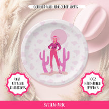 Pink Cowgirl Country Coquette Western Paper Plate
