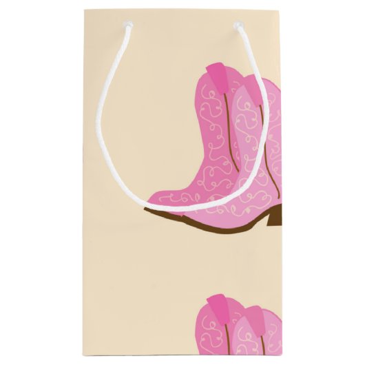 Pink Cowgirl Cowboy Boots Country Texas Ranch Kleine Geschenktüte (Rückseite)