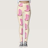 Pink Cowgirl Cowboy Boots Country Texas Ranch Leggings (Vorderseite)