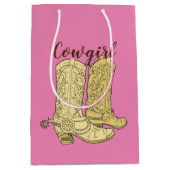 Pink Cowgirl Cowboy Boots Mittlere Geschenktüte (Vorderseite)