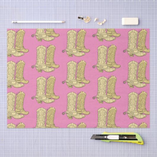 Pink Cowgirl Cowboy Boots Seidenpapier (Handwerk)