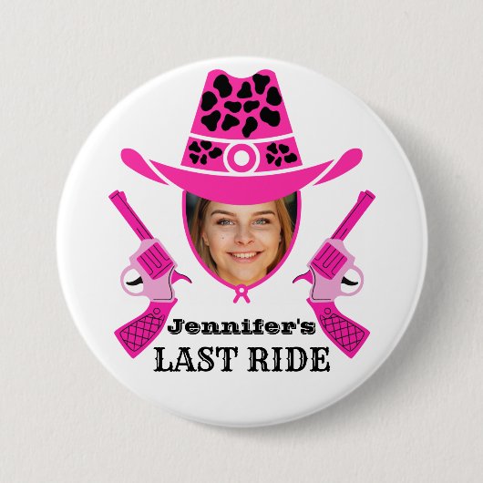 Pink Cowgirl Custom Foto Button (Vorderseite)