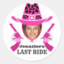 Pink Cowgirl Custom Foto Runder Aufkleber