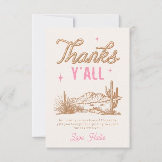 Pink Cowgirl Danke Karte (Vorderseite)