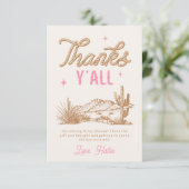 Pink Cowgirl Danke Karte (Stehend Vorderseite)