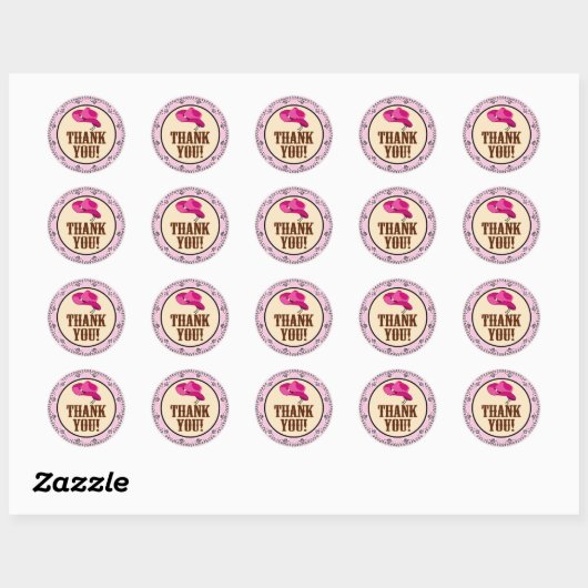 Pink Cowgirl Danke Stickers (Blatt)