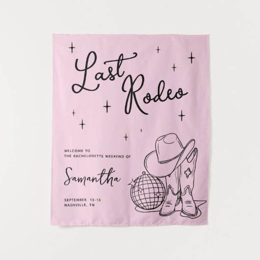 Pink Cowgirl Disco Last Rodeo Bachelorette Party Wandteppich (Vorderseite)