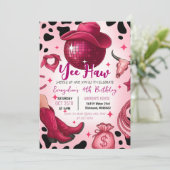 Pink Cowgirl Disco Rodeo Geburtstagsparty Einladung (Stehend Vorderseite)