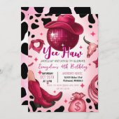 Pink Cowgirl Disco Rodeo Geburtstagsparty Einladung (Vorne/Hinten)