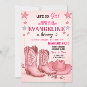 Pink Cowgirl Disco Rodeo Western Geburtstag Einladung