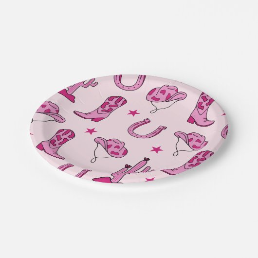 Pink Cowgirl First Rodeo Teller (Schrägansicht)