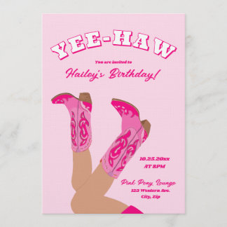 Pink-Cowgirl-Geburtstag Einladung