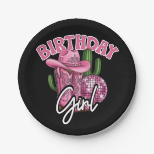 Pink Cowgirl Geburtstag mit westlichem Glamour-Sti Pappteller