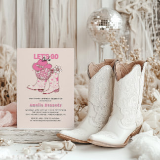 Pink Cowgirl Geburtstagsparty Lasse Go Girls Retro Einladung