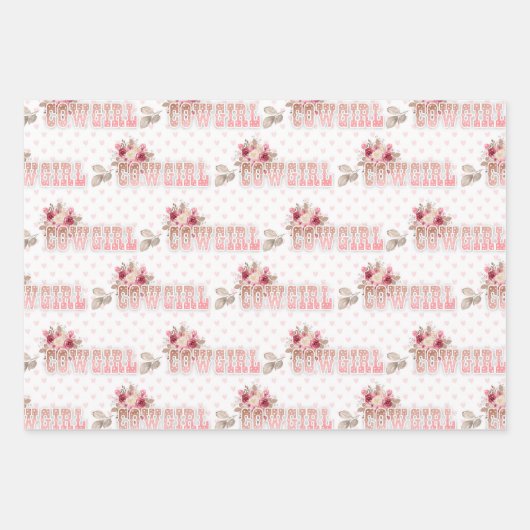 Pink Cowgirl Geschenkpapier Set (Vorderseite)