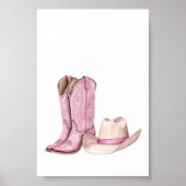 Pink Cowgirl Hat Boots Poster Kids Room Decor (Vorne)