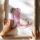 Pink Cowgirl Hat Boots Poster Kids Room Decor