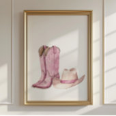 Pink Cowgirl Hat Boots Poster Kids Room Decor