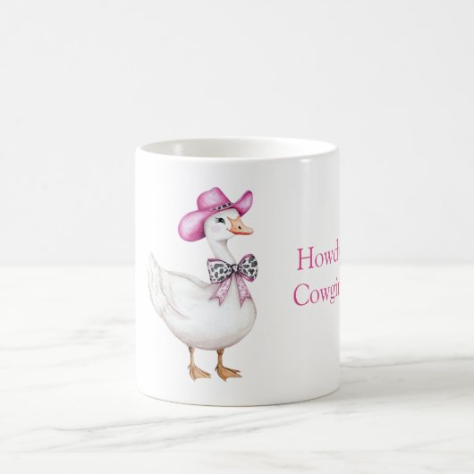 Pink Cowgirl Hat Cow Print Bow Goose Kaffeetasse (Mittel)