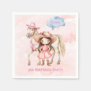 Pink Cowgirl Horse 00. Geburtstagsparty Serviette