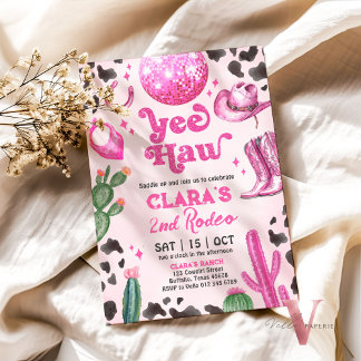 Pink Cowgirl JY AGE Rodeo Birthday Einladung