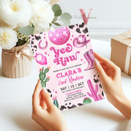 Pink Cowgirl JY AGE Rodeo Birthday Einladung
