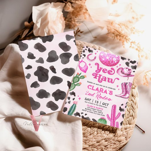 Pink Cowgirl JY AGE Rodeo Birthday Einladung