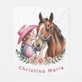 Pink Cowgirl Kissing a Horse Birthday Party  Fleecedecke