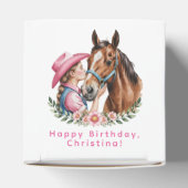 Pink Cowgirl Kissing a Horse Birthday Party  Geschenkschachtel (Oben)