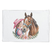 Pink Cowgirl Kissing a Horse Birthday Party Gift Kissenbezug (Rückseite)