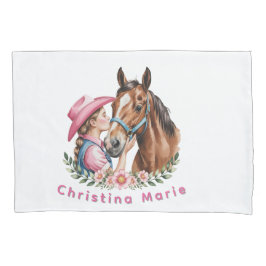 Pink Cowgirl Kissing a Horse Birthday Party Gift Kissenbezug
