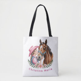 Pink Cowgirl Kissing a Horse Birthday Party Gift Tasche