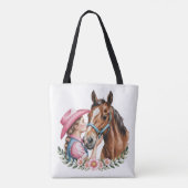 Pink Cowgirl Kissing a Horse Birthday Party Gift Tasche (Rückseite)