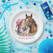 Pink Cowgirl Kissing a Horse Birthday Party Pappteller (Party)