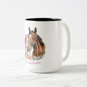 Pink Cowgirl Kissing a Horse Birthday Party Zweifarbige Tasse (VorderseiteRechts)