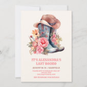 Pink Cowgirl Nashville Let's Go Girls Bachelorette Einladung (Vorderseite)